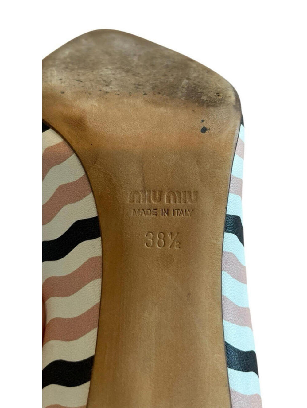 miu miu stiletto heel Pumps Pointed Toe Striped US Sz 8.5, EUR 38.5 pink black - Picture 8 of 9